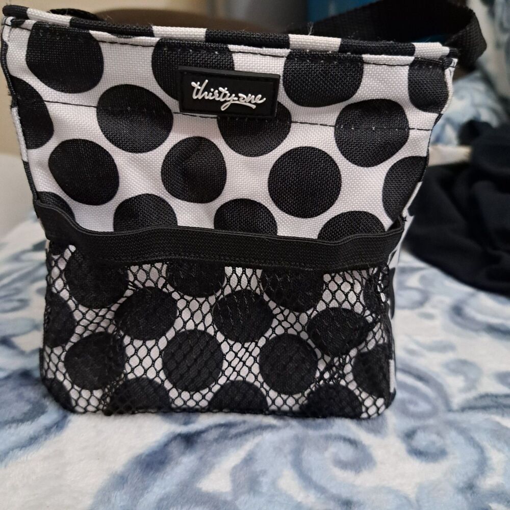Thirty One 31 Small Tote Organizer Polka Dots USED 6x6 inches
